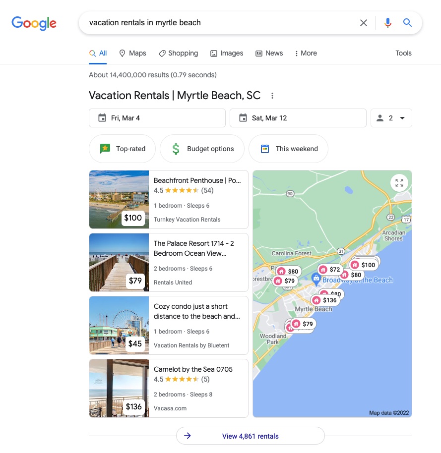 01 Google Vacation Rentals Myrtle Beach
