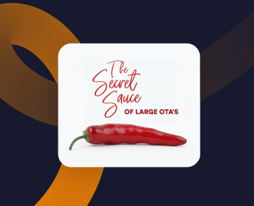 a red pepper with the words the secret sauce of large otts