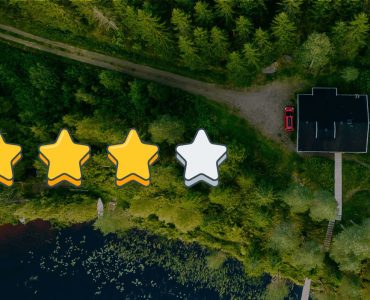 an aerial view of a basketball court with five stars